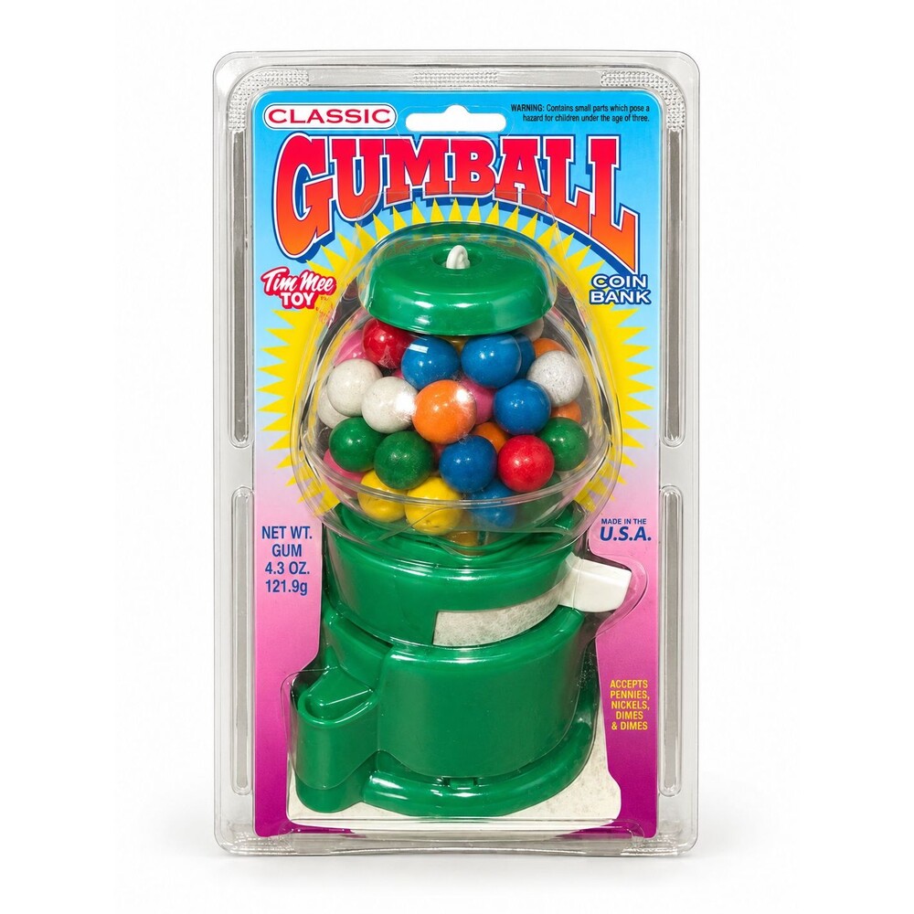 Tim Mee Toy 32500 Green Gumball Machine Coin Bank Retro Candy Shop Decor USA